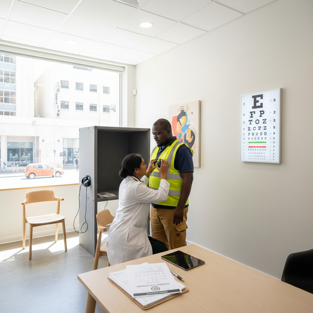 Doctor at Kuilsriver Doctors in Kuilsriver reviewing occupational health records with a Blackheath employer