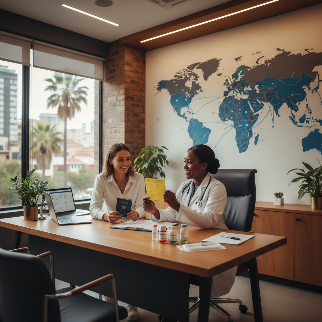 Doctor reviewing travel vaccination requirements for Mozambique and Zanzibar at Kuilsriver Doctors in Kuilsriver, Cape Town